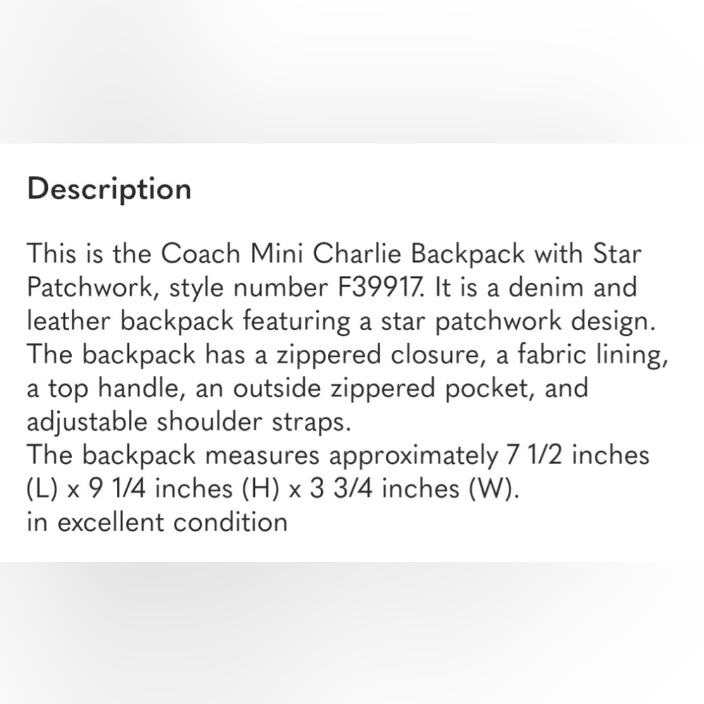 Coach Star Denim Patchwork Mini Backpack - Picture 10 of 10